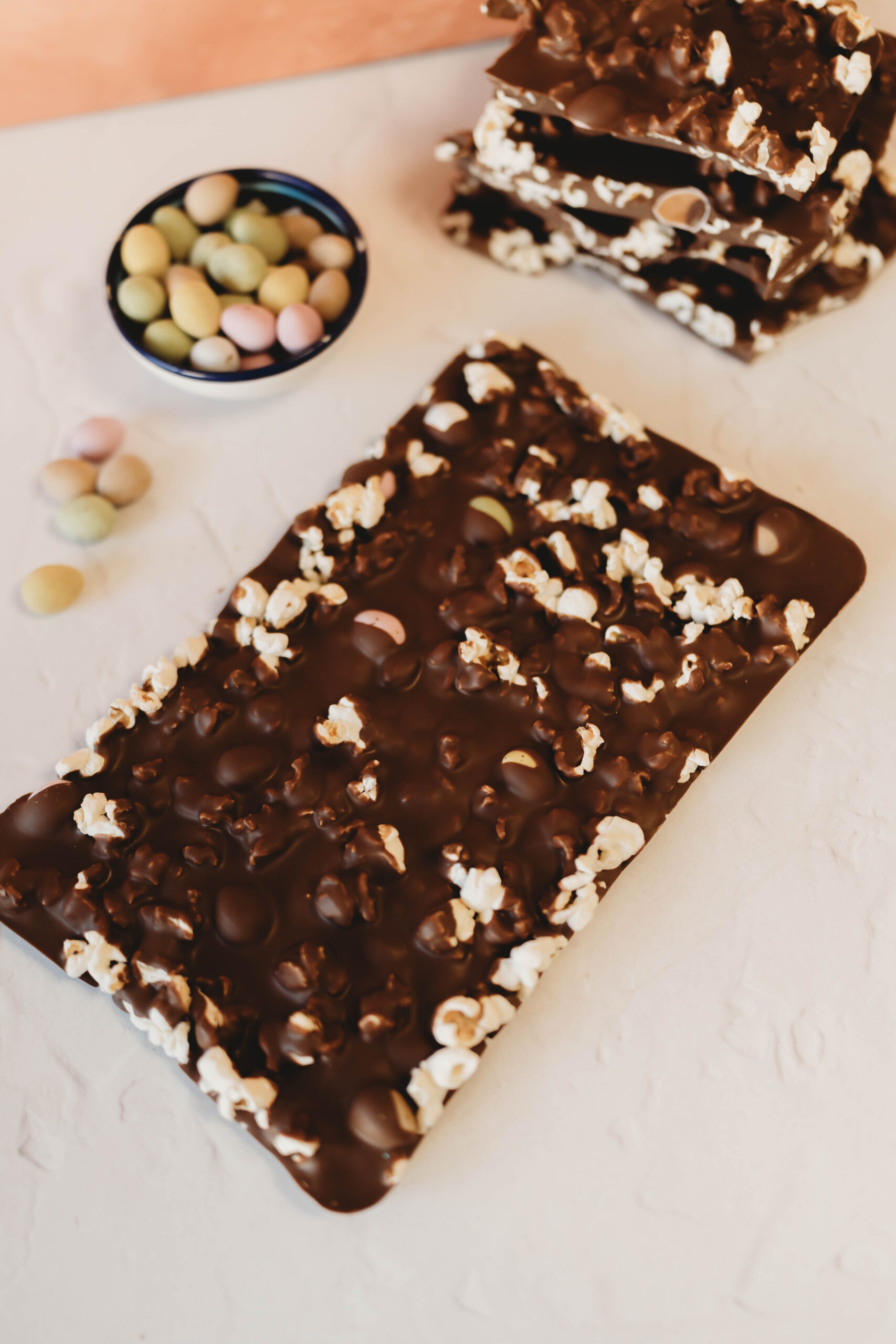 popcorn and mini egg sharing chocolate bar